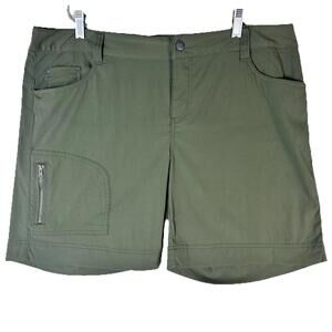 Prana Army Green Rip Stop Utility Hiking Short Nylon Gorp Outdoor Women’s Sz 14